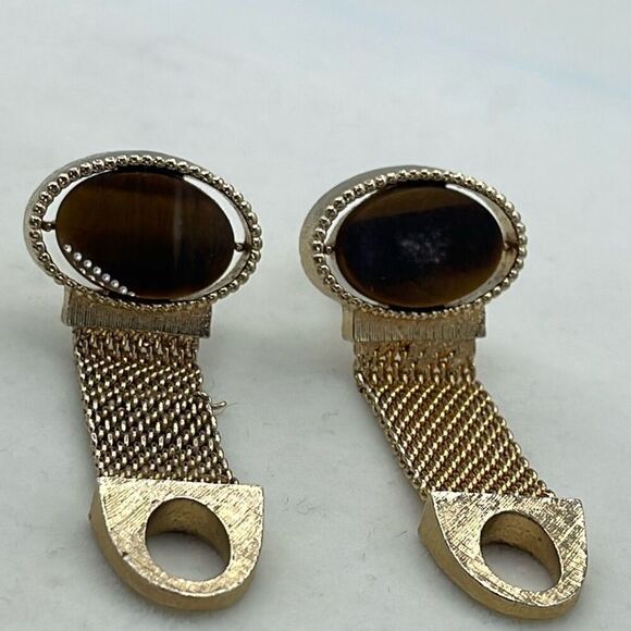 Vintage Tiger eye wrap around cuff links. - Picture 2 of 9